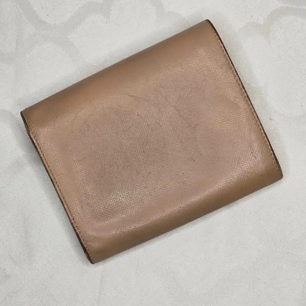 Prada Tan Saffiano Leather Tri-Fold Wallet w/Coin Pouch - Picture 2 of 11